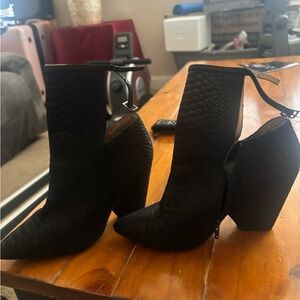 Jeffrey Campbell Black Heeled Bootie with Chunky Heel